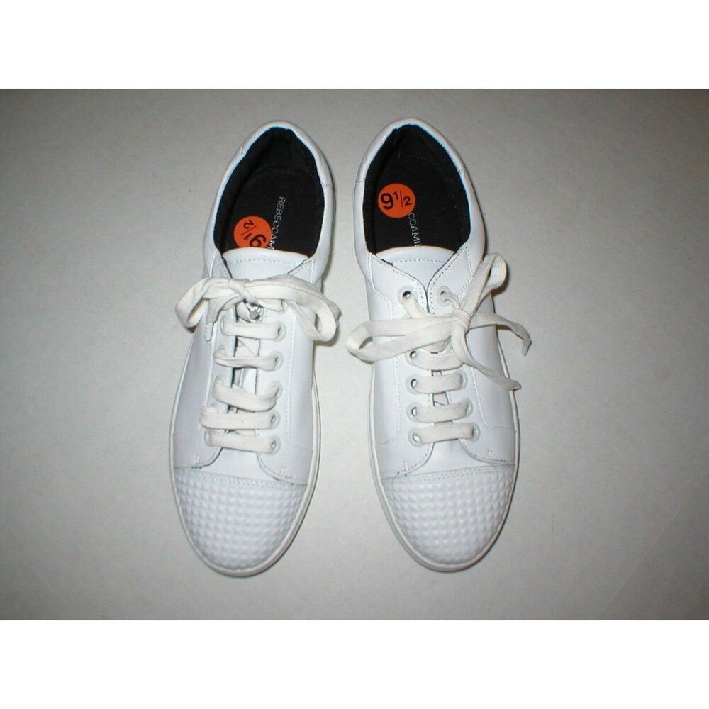 New $160 Womens Shoes Fashion Casual Sneakers 9 White Leather Studs Rebecca Mink